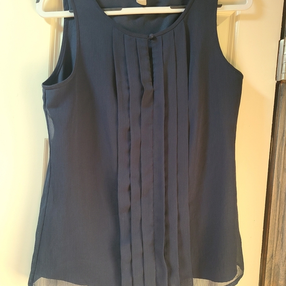 Banana Republic Navy Sleeveless Pleated Women's Top Blouse - Picture 11 of 11